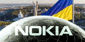 The Ukrainian flag, the logo of Nokia, the view of Earth