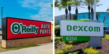 O'Reilly and  Dexcon signs side by side