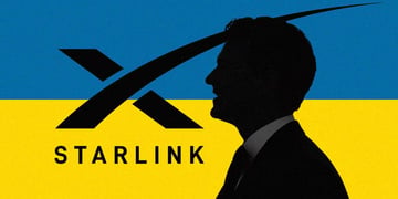 Starlink logo on the Ukrainian flag