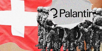 The logo of Palantir Technologies, the Swiss Army soldiers