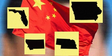 Territories of four US states and a China flag.