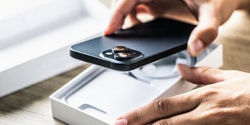 used iphone is being put in a box