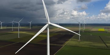 Wind generators in the summer fields.