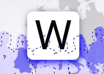 A big letter W and blue figures of people behind it