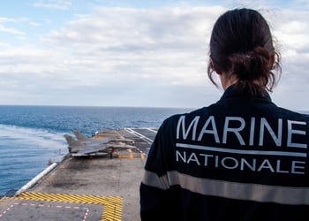 French naval officer onboard aircraft carrier Charles de Gaulle