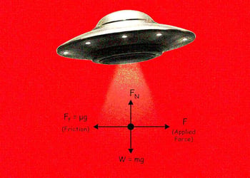 UFO, complete with physics calculations for friction.