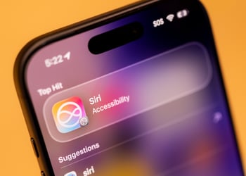 siri app, black iphone, orange background, grey-purple screen saver