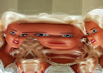 claudia shiffer fashion doll distored mirror