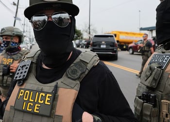 ICE agents with mask glasses