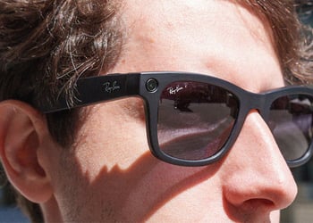 A person wearing Ray-Ban Meta smart glasses