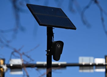 A Flock surveillance camera in a street