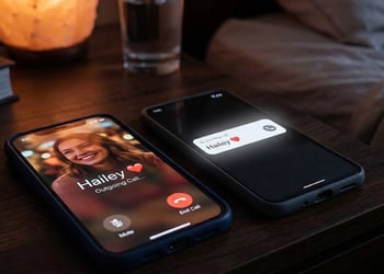 A romantic outgoing call, only incoming on a phone beside it. Image by Cybernews.