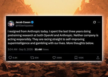 Jacob Coxon's post on X announcing his resignation from Anthropic