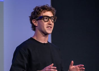Mark Zuckerberg wears a pair of Meta Ray-Ban Display AI glasses