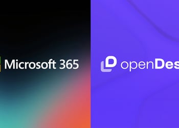 The logos of productivity suites Microsoft 365 (on the left) and openDesk (on the right)