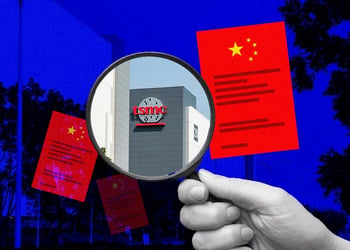 Chinese flags surrounding the Taiwanese Semiconductor Manufacturing Company. Image by Cybernews.
