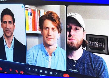 A human and two AI agents on a job interview call.