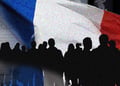 French flag with citizens protesting data leak