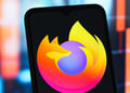 Mozilla Firefox logo on black smartphone screen