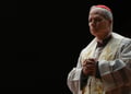 Pope Leo with a black blackground.