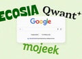Logos of Ecosia, Qwant, Mojeek, Google Search bar