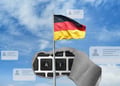 German flag, letters AI on a keyboard, the concept of anonymous user data