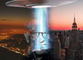Steven Spielberg being beamed out of a UFO.