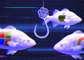 A giant fishing hook shaped like the ChatGPT logo dangling beside Microsoft, Google and Apple logos