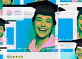 A woman wearing a mortarboard; the window of social media platform
