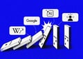 A domino effect of AI misinformation, featuring Wikipedia and Google. Image by Cybernews.
