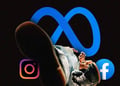 Meta, Instagram and Facebook logo with a teenager