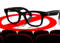 Meta glasses with a "Not Allowed" sign over them in a cinema hall