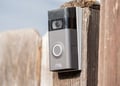 a Ring security camera fixed onto a fence